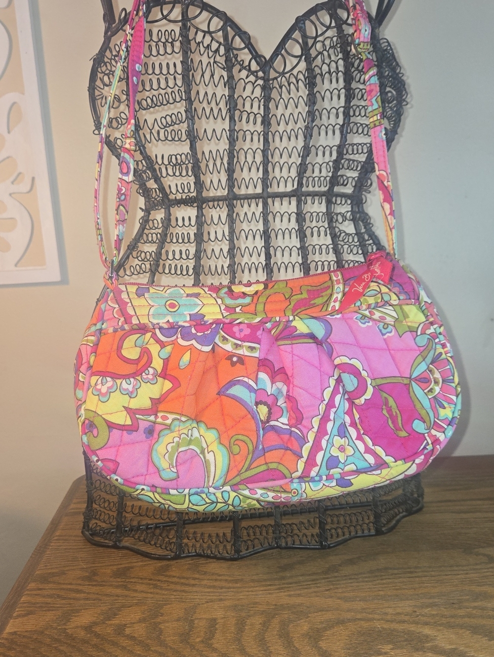 Quilted Floral Crossbody Bag in Pink and Orange